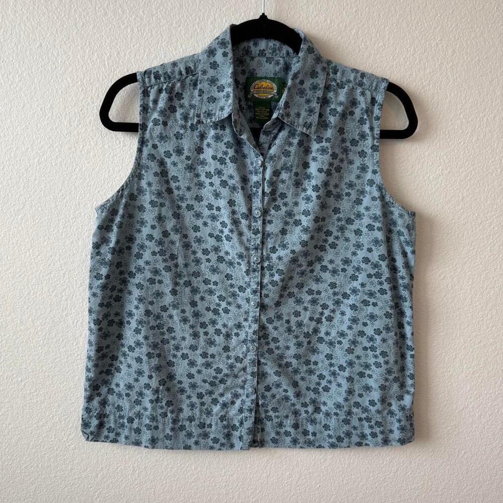 Vintage blue floral button up blouse